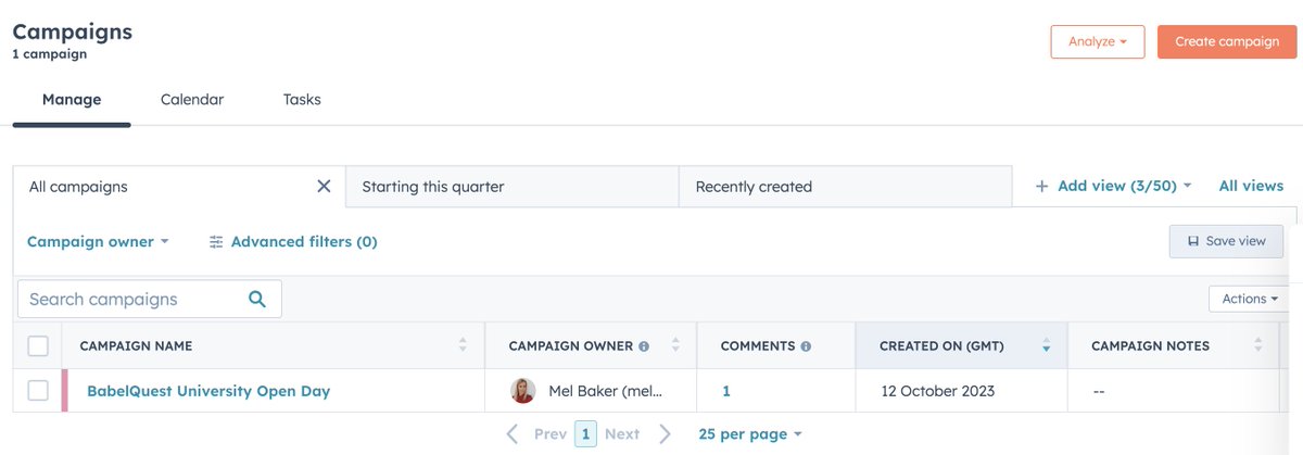 babelquest's tweet image. Ready to take your marketing game to the next level? Our latest hack is here to guide you on using @HubSpot&apos;s task feature alongside campaigns for seamless management. 

Manage your campaigns like a pro 👉🏻 hubs.li/Q02hYSLL0

#Marketing #HubSpot #HubSpotTipsandTricks