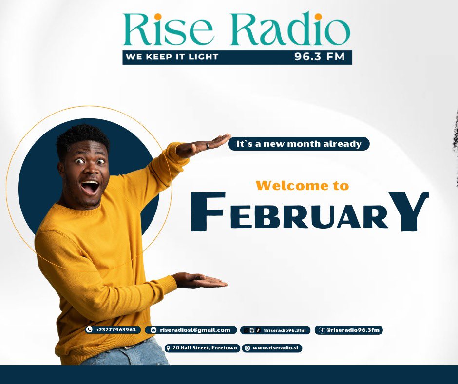 Welcome to February!! We wish you a month filled with joy, blessings, and endless possibilities. Happy New Month! Always listen to Rise Radiosl 96.3 FM for the best. @riseradiosl We are live on riseradio.sl