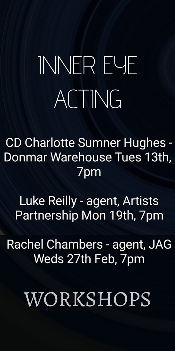 We have some spaces available for our excellent February programme of CD and agent workshops. £20. London. To book, contact: mcneilly_paul@hotmail.com
#acting
#actingworkshops