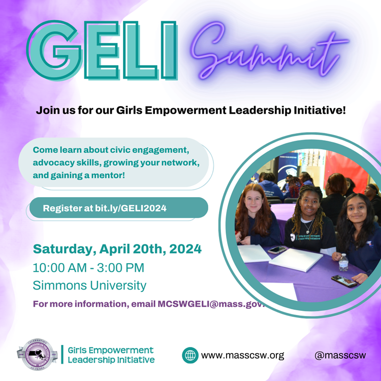 Join the <a href="/MassCSW/">Massachusetts Commission on the Status of Women</a> for an exciting day of in-person youth leadership programming on Sat. 4.20.24 at <a href="/SimmonsUniv/">Simmons University</a> 

#massachusettscommissiononthestatusofwomen #mcsw #ccicsw #massachusetts #geli #girlsempowermentleadershipinitiative #empoweringyouth #commonwealthofmassachusetts