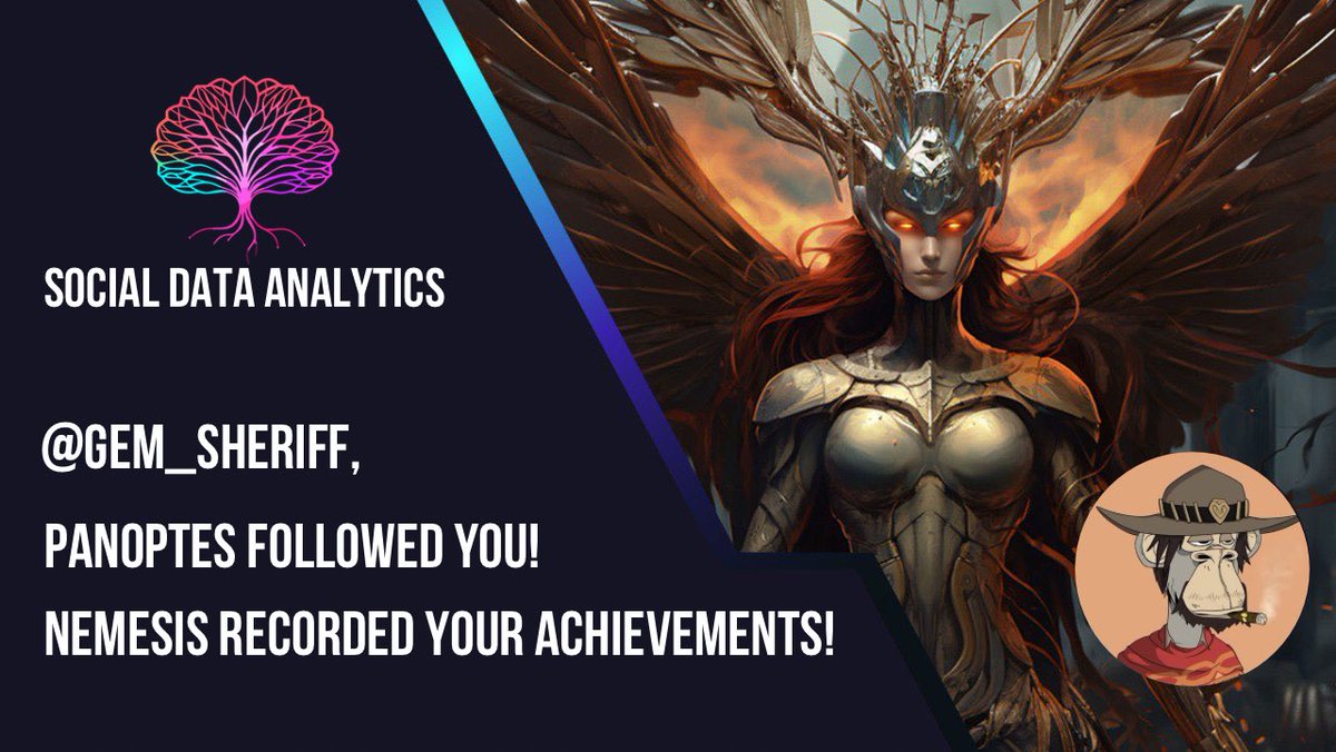 SDataAnalytics's tweet photo. Elite @Gem_Sheriff was the first to follow @HHODL_SOL, which reached a market value of nearly 20 million dollars in a short time! Almost 20x!

Panoptes is watching and Nemesis is recording!

Congratulations @Gem_Sheriff !

$SDA seizes all opportunities!

$HODL https://t.co/vQqogwWhNN