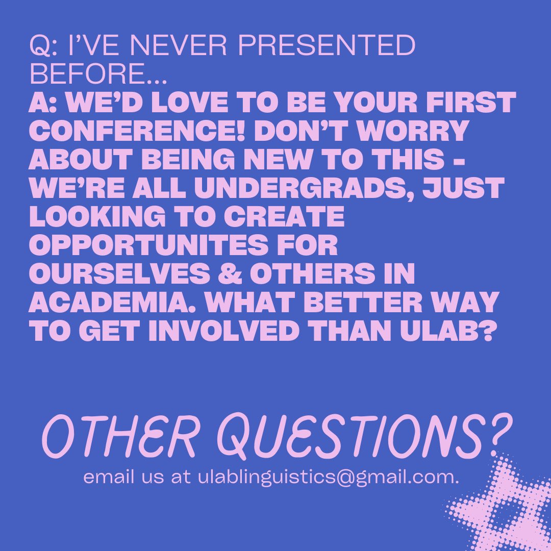 🚨 Abstract submissions are now open for The ULAB 2024 Conference at the University of Sussex! 🚨 The deadline for submissions is the 14th of January. Have any questions? Email ULAB at ulablinguistics@gmail.com. We can’t wait to see you there! 😄