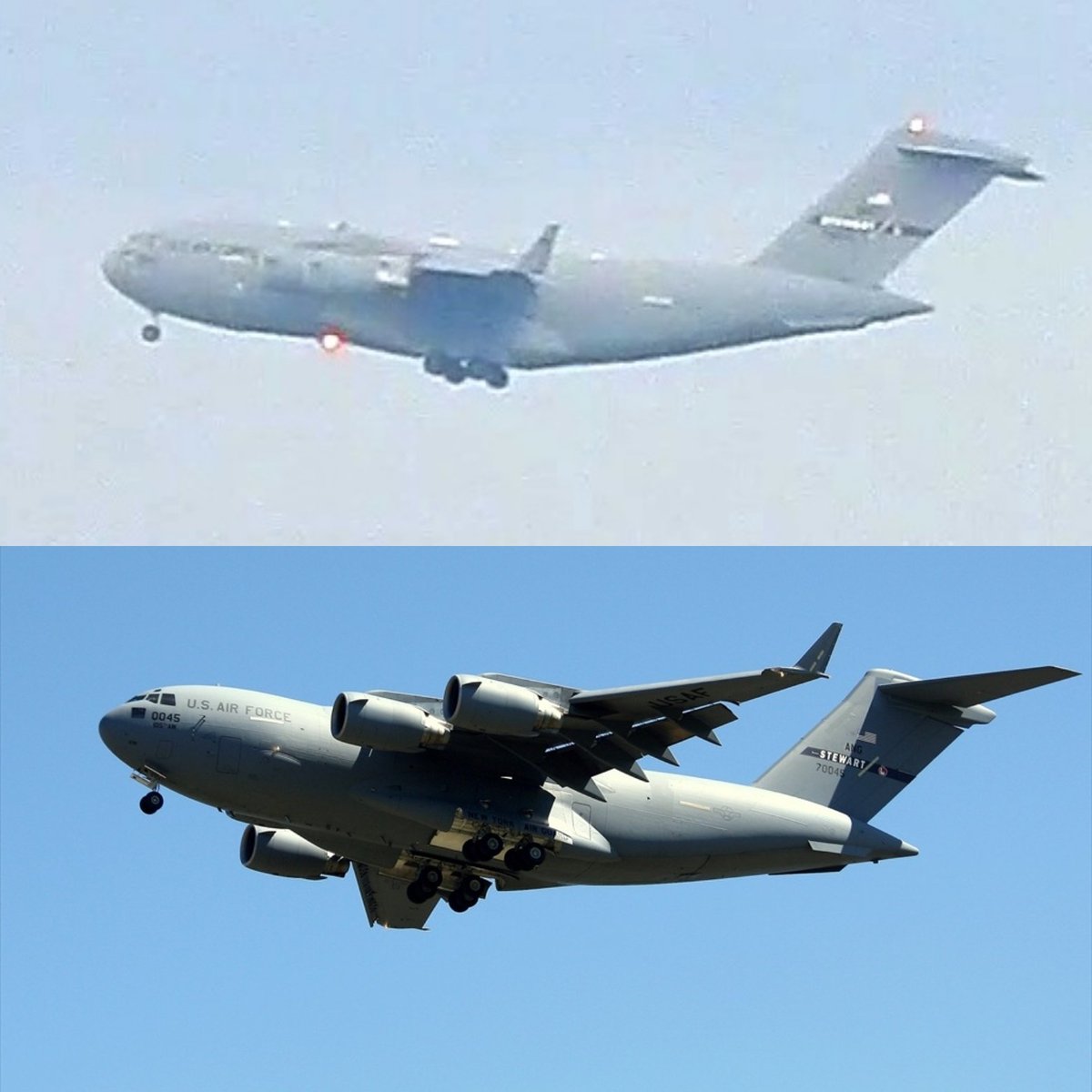 LebanonJets's tweet photo. #USAF C17 97-0045 usual hex code #AE07F7 now using a sneaky hex code of #000001 to throw us off &amp; be fully invisible from all #OSINT eyes has left #Beirut to #AlUdeid AirBase in #Qatar https://t.co/kfjpACEwXr