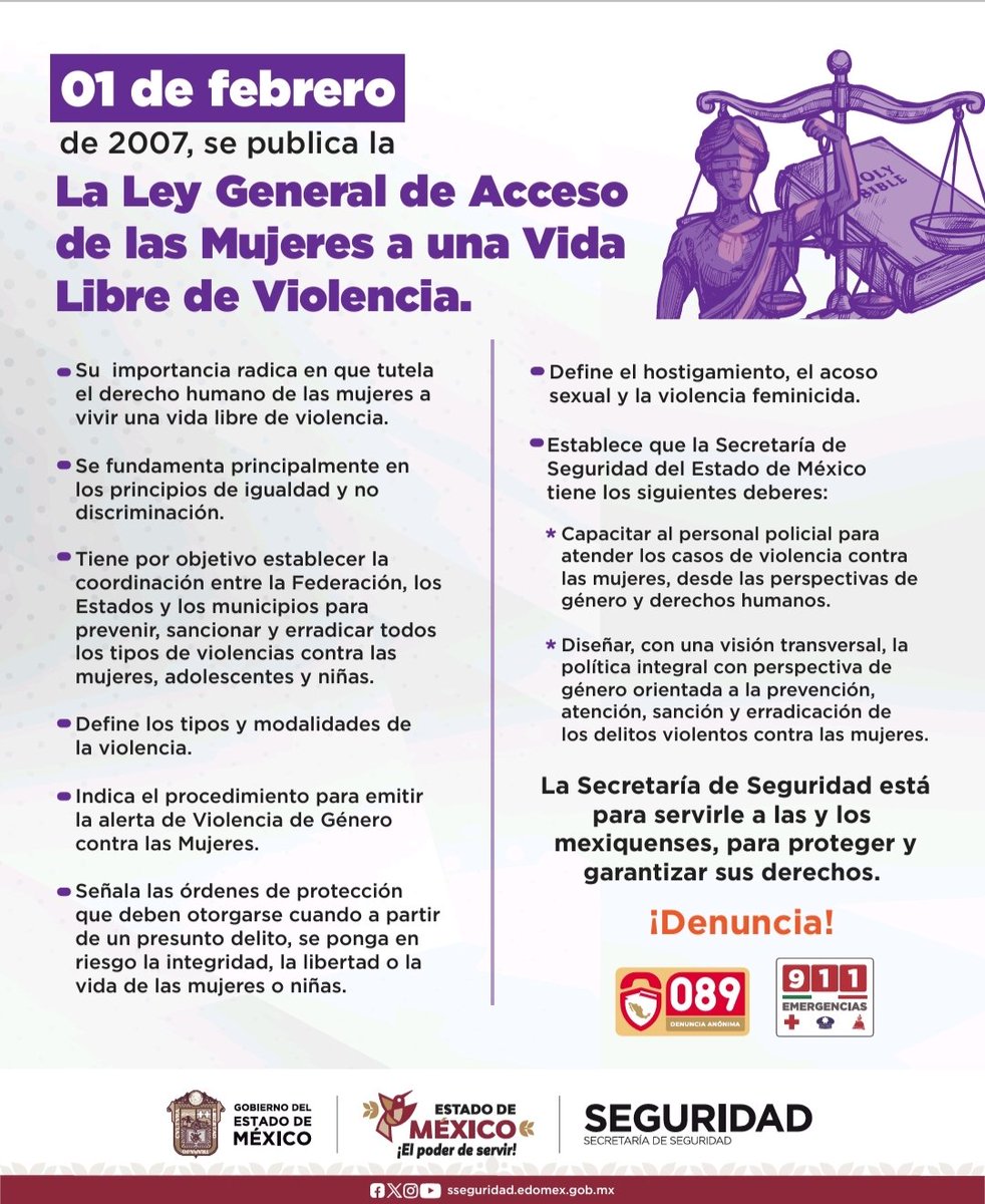 SS_Edomex's tweet photo. La Ley General de Acceso de las Mujeres a una Vida Libre de Violencia menciona los principios rectores que son:

👉🏻 La igualdad jurídica entre la mujer y el hombre.
👉🏻 El respeto a la dignidad humana de las mujeres.
👉🏻 La no discriminación.
👉🏻 La libertad de las mujeres. https://t.co/yDOmsIR0dZ