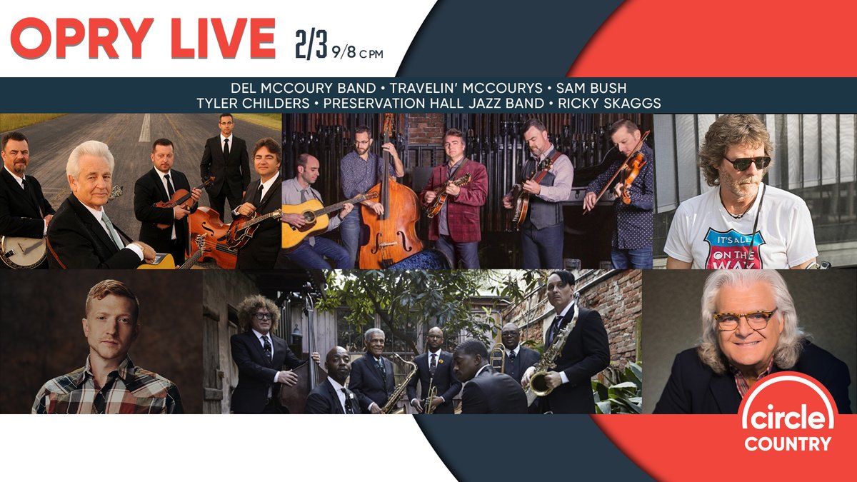 Join us tonight to celebrate Del McCoury’s 20th @opry anniversary ft. performances by @delmccouryband @TTChilders @RickySkaggs @trvlnmccourys & more on a special premiere of Opry Live at 9/8c pm 🥳👏 Watch on Circle Country, Circle All Access Facebook + YouTube, or Circle Now app