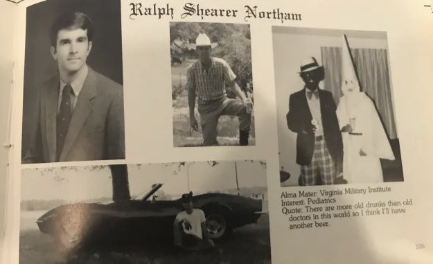HRHPrincessPR's tweet photo. @kerrydougherty Democrat former VA Gov Ralph Northam right here alongside KKK proudly displaying Blackface in his yearbook! Also nicknamed Coonman. Who doesn’t think THIS is Racist? #AlwaysVoteRepublican #NeverBiden https://t.co/xnRwQ52YvK