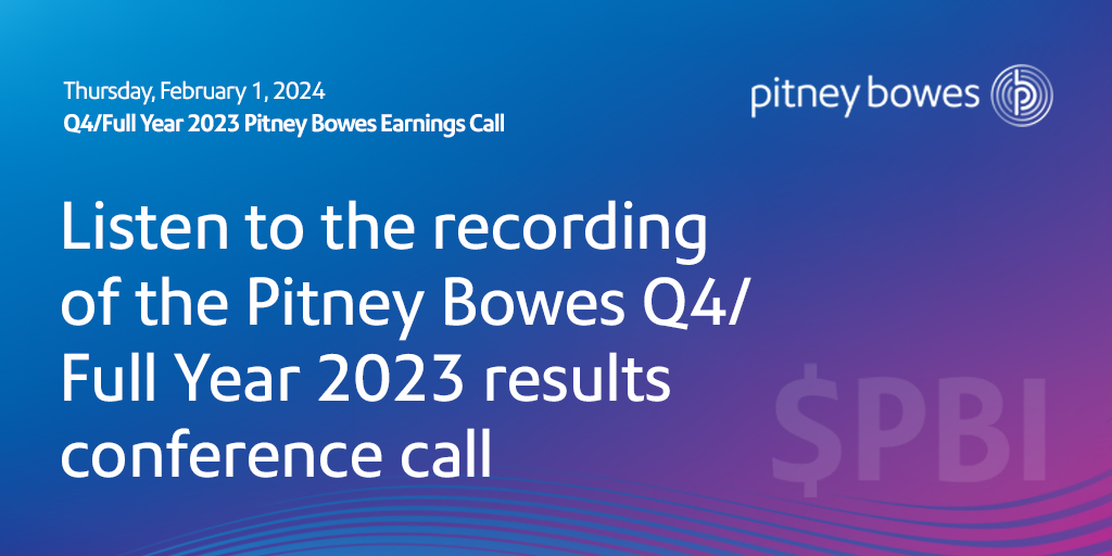 To listen to the recording of $PBI  Q4/FullYear 2023 results conference call visit (spr.ly/6015pmjcx) #earnings