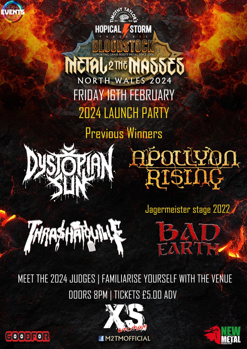 DystopianSun's tweet photo. !SHOW ANNOUNCEMENT!
Join us in XS Wrexham on the 16th of February as we launch this years Metal 2 The Masses North Wales competition.
Tickets: https://t.co/bKMVTKJDaY
#metal #ith #supportlocal #deathcore #dystopiansun #apollyonrising #thrashatouille #badearth #livemusic https://t.co/6lRAY1Gim2