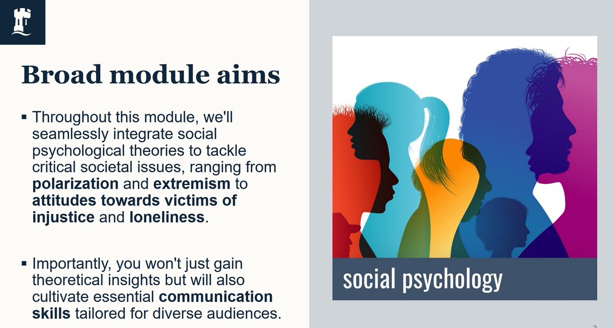Today, a new 3rd-year option module kicked off (w/ <a href="/LauraERBlackie/">Dr Laura Blackie</a>): Applying Social Psychology to Societal Issues.

Not only do we shine a light on societal issues, but we also have sessions that develop skillsets to write for the lay audience, directly informing the assessment.