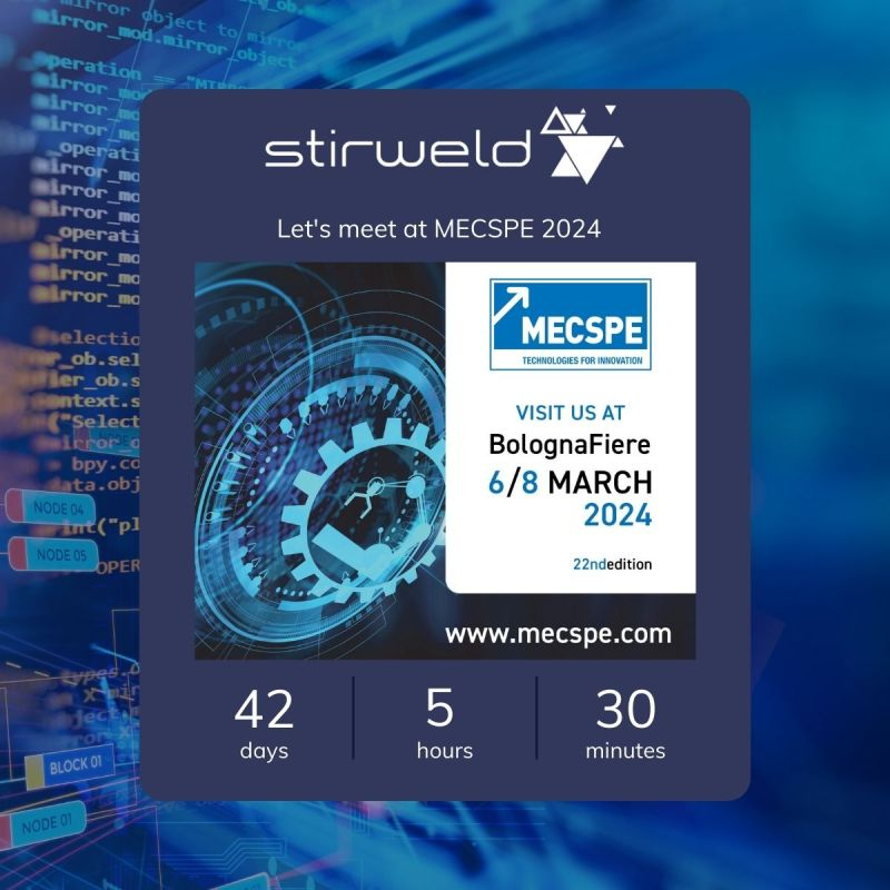 FSW_Stirweld's tweet photo. We're delighted to announce that we'll be exhibiting at @MecspeBari 2024 , which takes place from 6th to 8th March in Bologna, Italy!
 
Come and join us on our booth to discover our latest innovations and explore opportunities for collaboration. We look forward to seeing you! https://t.co/vjusGtE9xM
