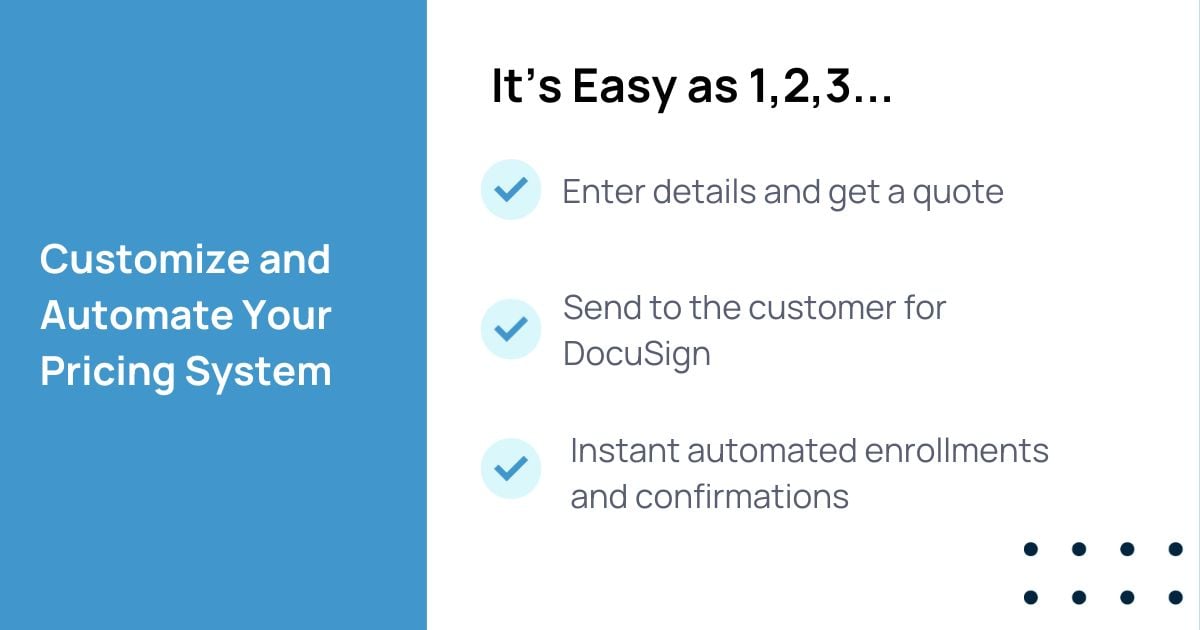 PowwrSoftware's tweet image. With #Sales360… it’s as easy as 1, 2, 3…
1) Enter details and get a quote
2) Send to the customer for DocuSign
3) Instant automated enrollments + confirmations

Cut out manually processing price requests with Sales360.

hubs.ly/Q02gPXcM0 

#POWWR #CustomPricing