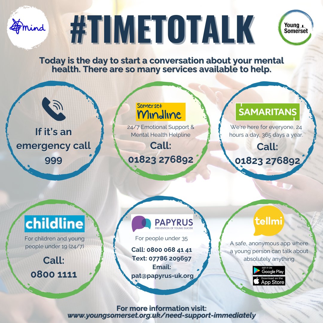 #TimeToTalk day with Mind UK is all about starting conversations around mental health. We know that opening up about mental health with friends and family can be difficult. There are many services that can help and support you. Start talking today 💙