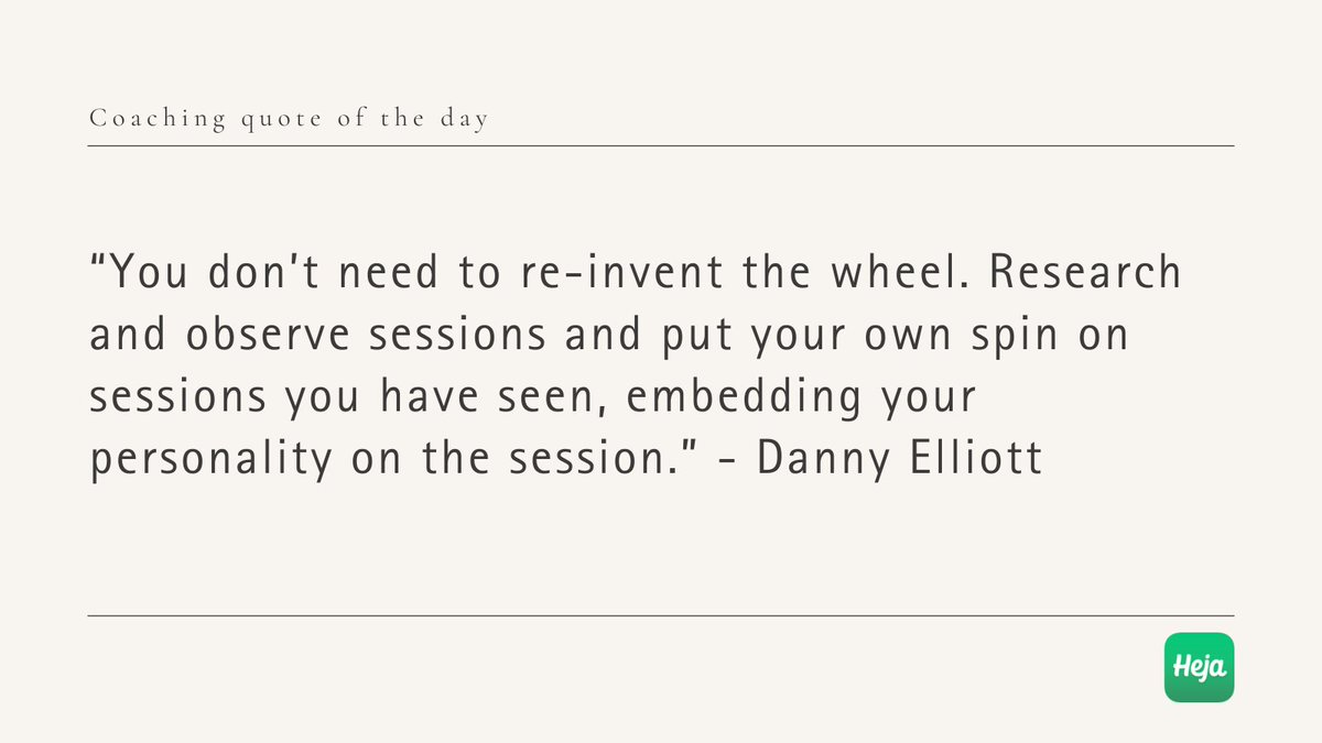 “You don’t need to re-invent the wheel. Research and observe sessions and put your own spin on sessions you have seen, embedding your personality on the session.” - Danny Elliott