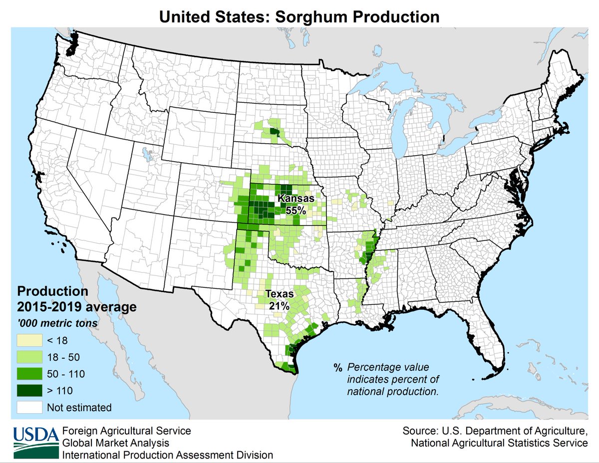 SWKSAgronomy's tweet photo. Kansas produces 55% percent of all US sorghum!! More than twice that of #2 Texas!! #SorgumState #KSSorghum https://t.co/beisLCnQiB