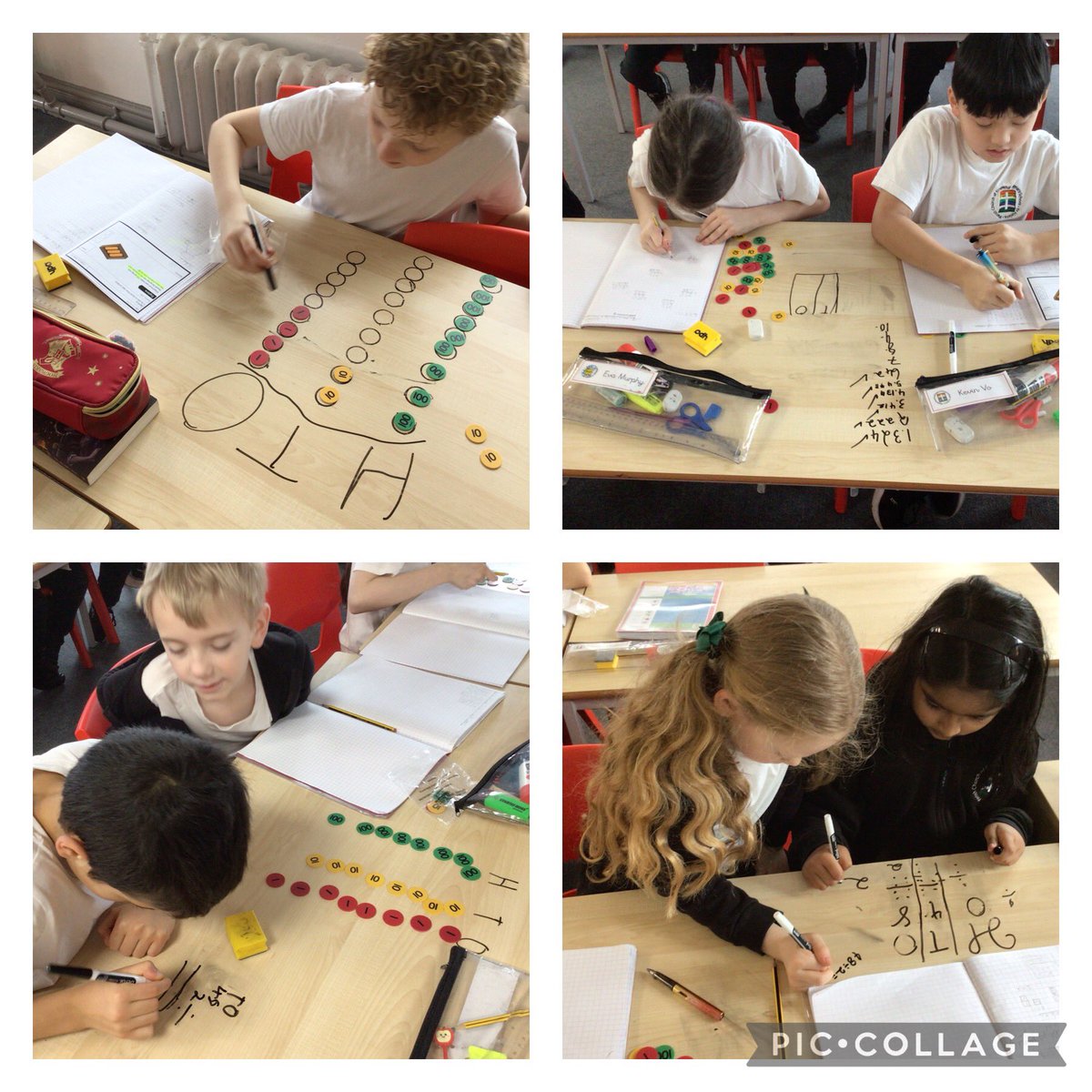 Some fabulous maths work from year 4 yesterday using some of our maths resources to help us understand dividing two and three-digit numbers! Well done 👏 @parishschool1