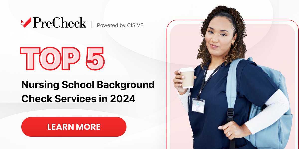 PreCheckInc's tweet photo. 🔍 Student #backgroundchecks are crucial to protect vulnerable patients,  reduce liability, &amp; promote compliance.

Check out the top 5 background check services below 👇 to find the one that meets your #nursingschool's needs!

🔗 https://t.co/Xdoh0knwF2 https://t.co/eWm7tw6RaA