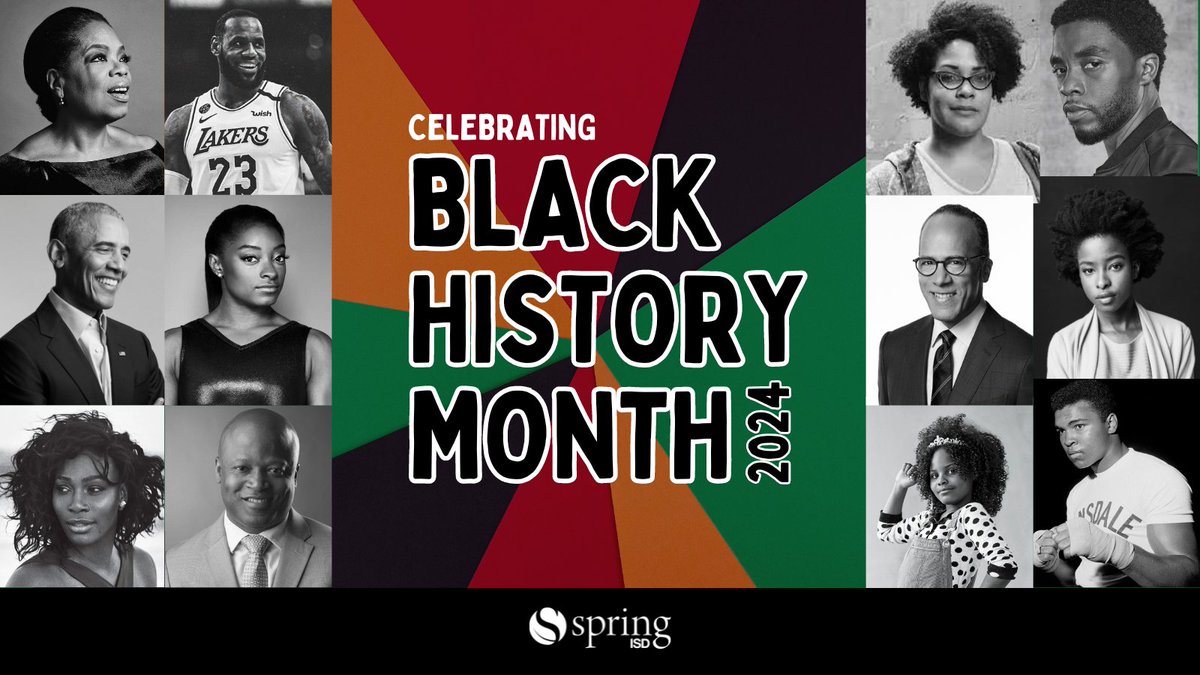 SpringISD's tweet image. February is #BlackHistoryMonth! Spring ISD is proud to celebrate the resilience, triumph, and the rich mix of achievements, contributions and LEGACY of all African Americans, past, present, and future! blackhistorymonth.gov ❤️🖤💚💛