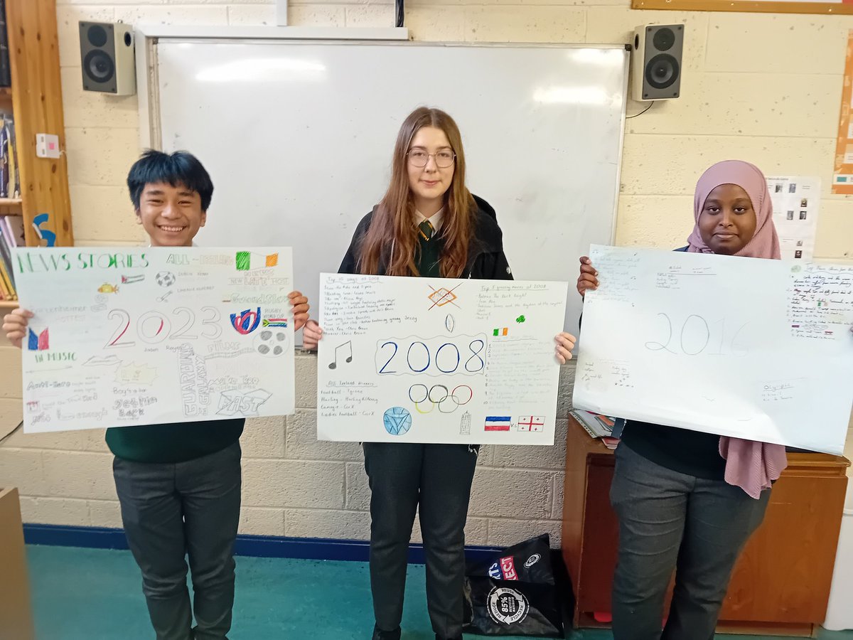 AidansHistory's tweet photo. 4th years presenting their Time Tunnel posters today to their class. Reeling in the years was great fun. https://t.co/j8xRXPm6iI