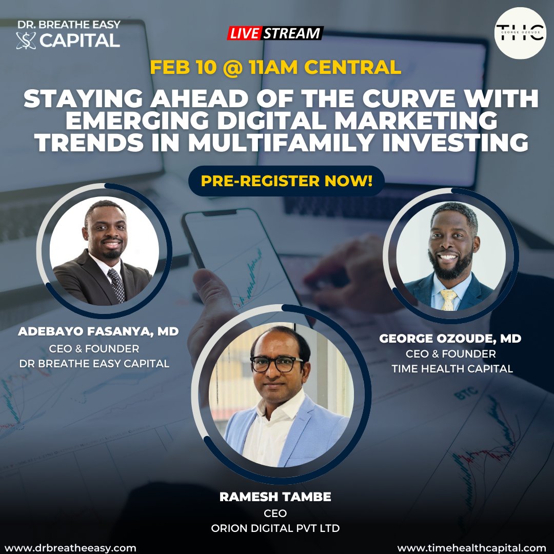 TimeHealthCap's tweet image. 🔑 Open the Door to Real Estate Success! Don't miss our exciting webinar. Learn to leverage the latest strategies for your investment journey. Join us &amp;amp; grow together! 🚀 

Register here: drbreatheeasy.com/exclusive-webi…