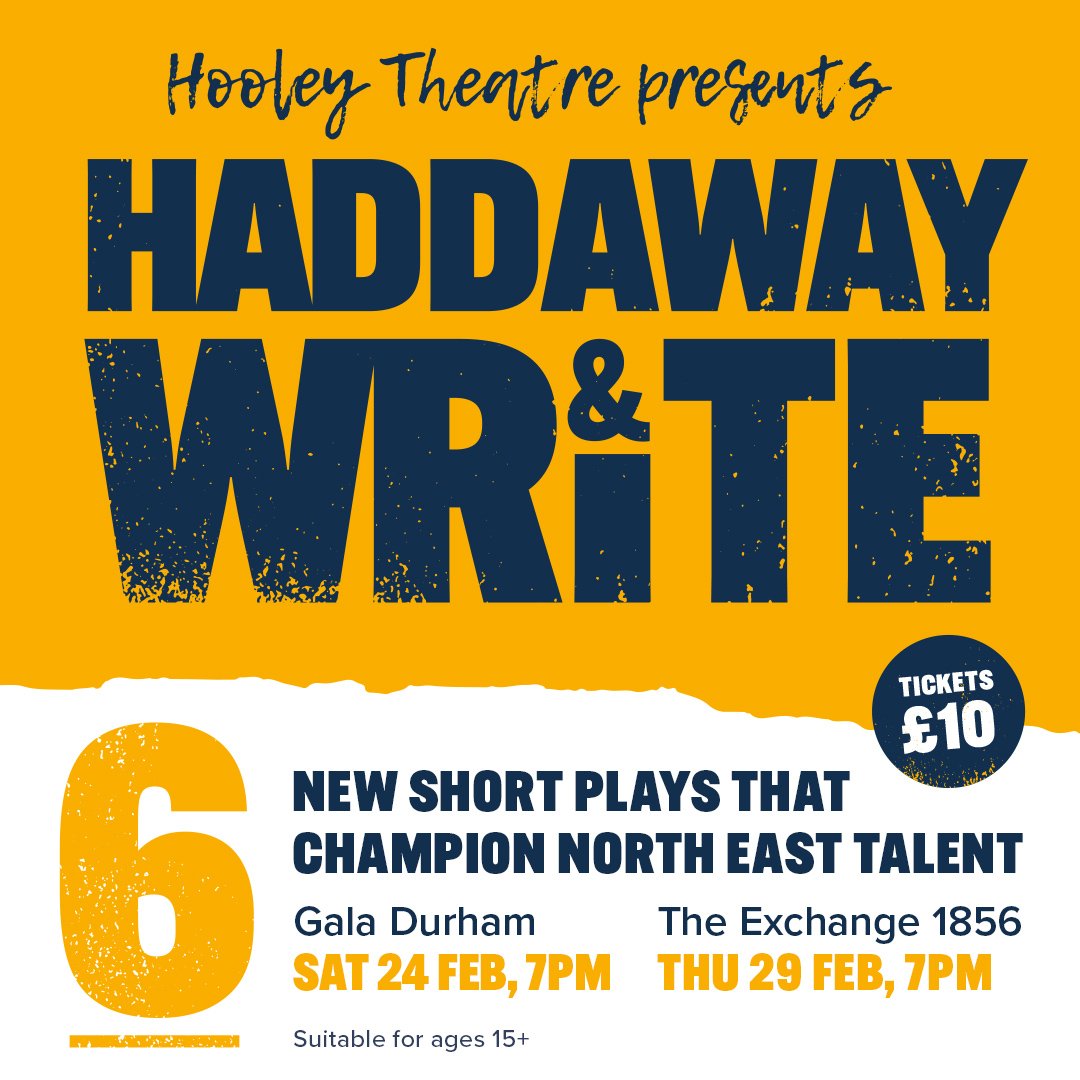Gala Durham (@galadurham) on Twitter photo Presented by <a href="/hooleytheatre/">Hooley Theatre</a>, join us for Haddaway & Write, a night of six new short plays from some of the region's most exciting writers.
Get a first look at these bitesize regional stories that celebrate the theme of ‘hope’.👇
📅 Sat 24 Feb, 7pm
🎟️ galadurham.co.uk/haddaway-and-w… Presented by <a href="/hooleytheatre/">Hooley Theatre</a>, join us for Haddaway & Write, a night of six new short plays from some of the region's most exciting writers.
Get a first look at these bitesize regional stories that celebrate the theme of ‘hope’.👇
📅 Sat 24 Feb, 7pm
🎟️ galadurham.co.uk/haddaway-and-w…