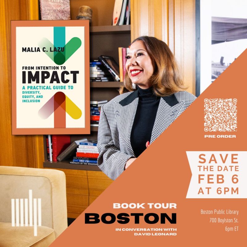 Join us at the @BPLBoston on Feb 6th to celebrate the launch of 'From Intention to Impact: A Practical Guide to Diversity, Equity, and Inclusion.' Groundbreaking book authored by @malialazu.
Preorder- mitpress.mit.edu/978026.../from…
#IntentiontoImpact #FromIntentiontoImpact #newbooks