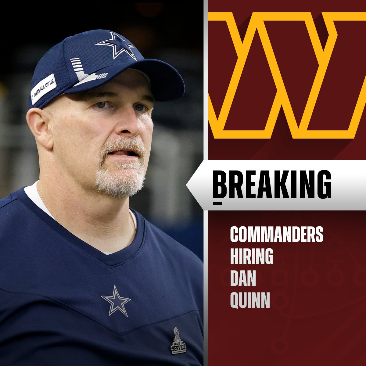 Commanders set to hire Cowboys DC Dan Quinn as new head coach. (via @rapsheet, @tompelissero)