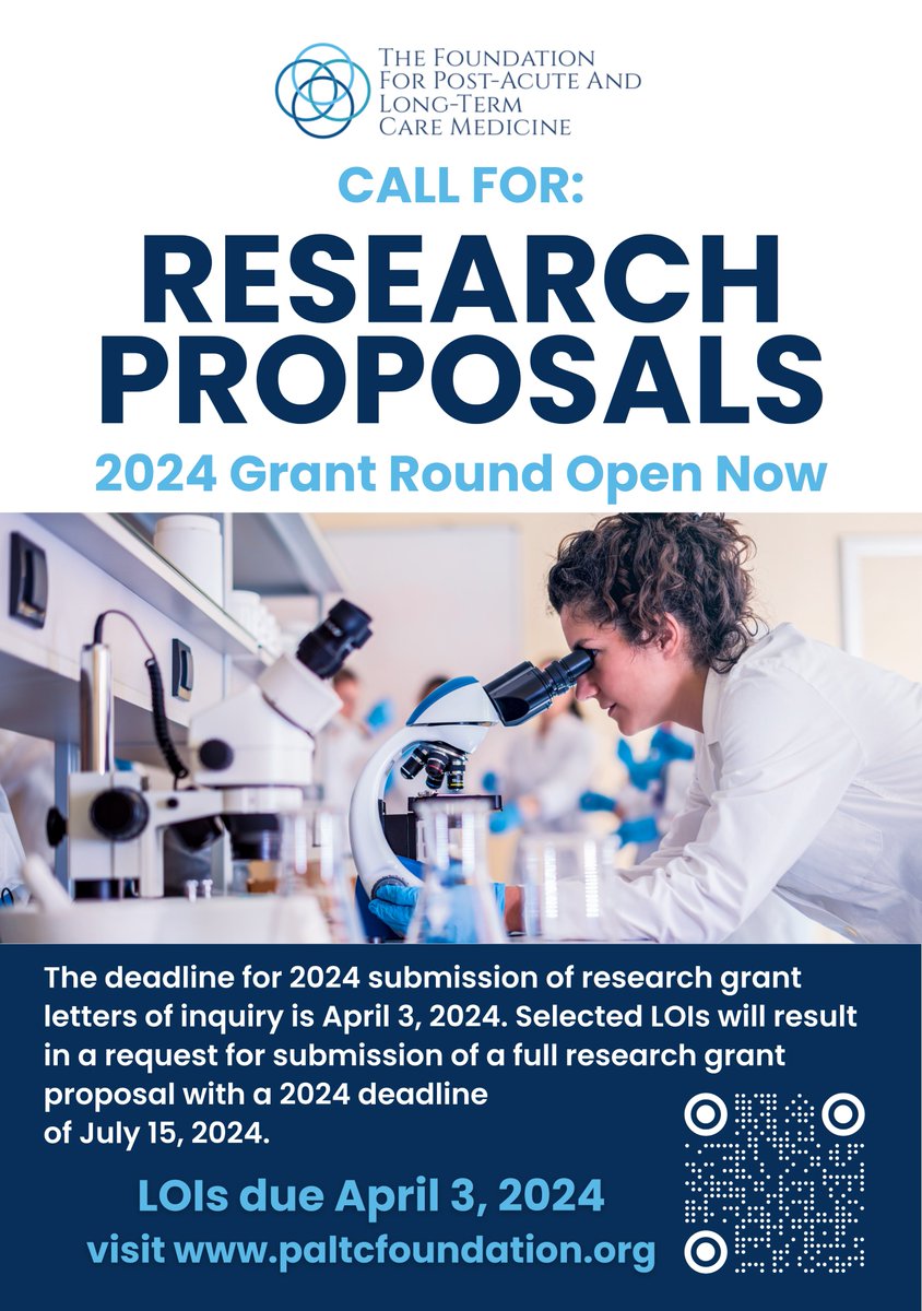 We are accepting research grant LOIs now through April 3rd! Grants of up to $25,000 are available for projects advancing vital strategic priorities that support the vision and mission of AMDA – The Society for PALTC Medicine. Submit your LOI today at paltcfoundation.org