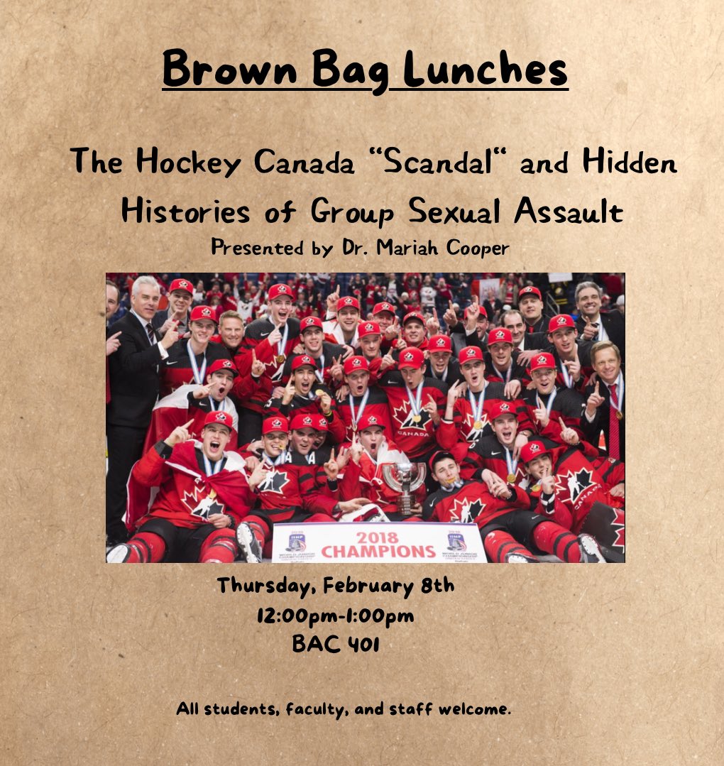 Don’t miss our next Brown Bag Lunch with a talk from Dr Mariah Cooper! 🥪