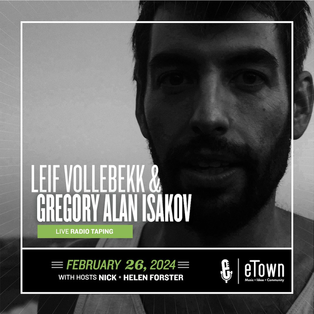 🚨Just Added🚨 We're thrilled to announce the return of @GregoryAIsakov and @leifvollebekk to eTown Hall for a Live eTown Radio Show Taping with hosts Nick and Helen Forster! Set your alarms, tickets are available tomorrow (2/2) at 10AM! 🎟️: eventbrite.com/e/754091376607