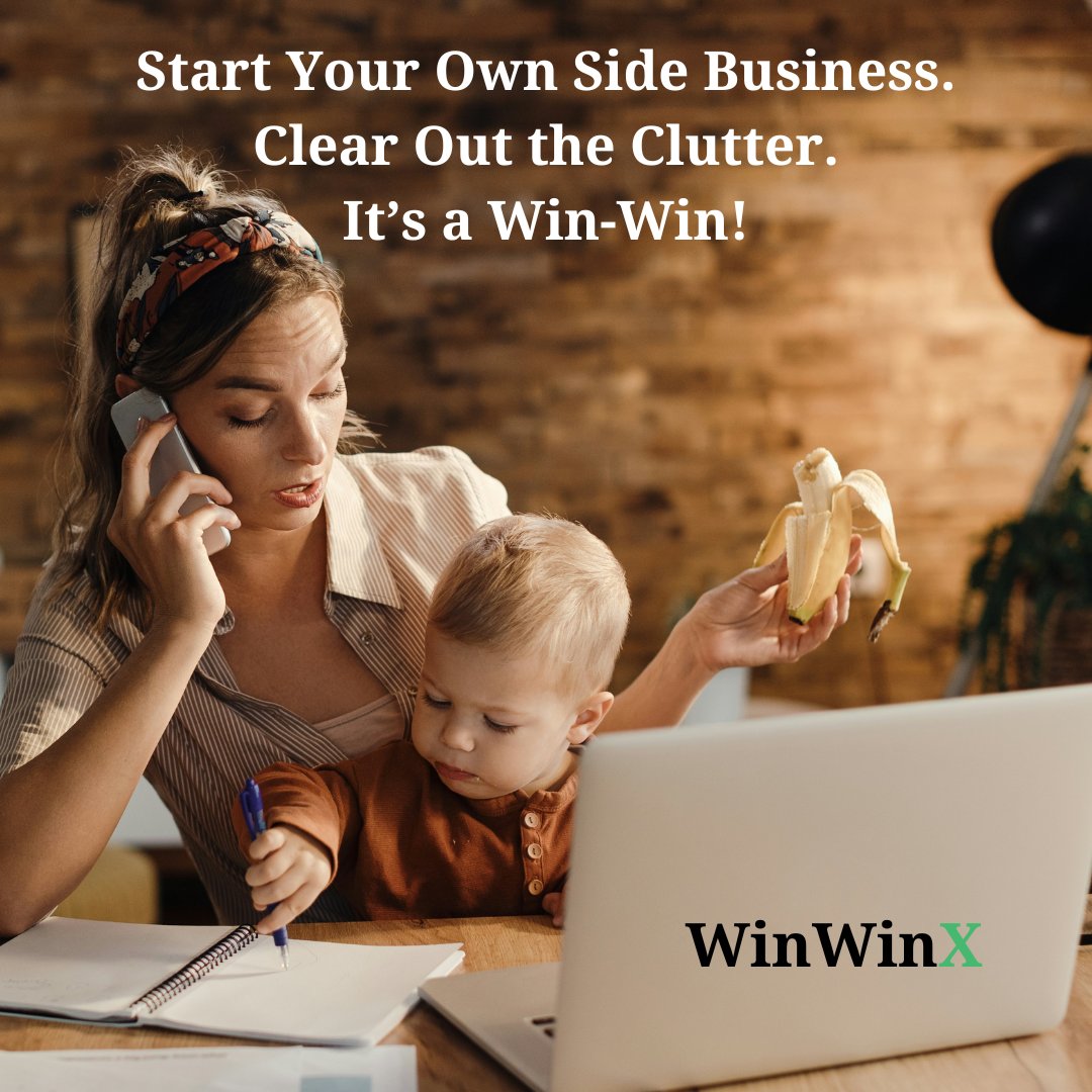 Calling all Moms! 📣 Want to clear out clutter and start a side hustle? WinWinX has your back. List items with Payments Over Time and turn your unused stuff into extra income. A win-win for busy moms! 🙌🏻 #MomLife #MomBusiness #SideHustle #MomsSupportingMoms