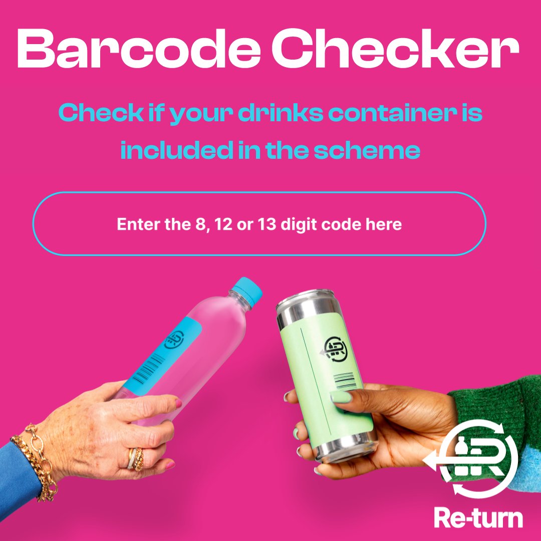 Click the link to check if your drinks container is included in Ireland's Deposit Return Scheme. bit.ly/m/Re-turn Please note that to prevent waste, for a limited period from 1 February, there will be some stock of plastic bottles and cans that may not feature the