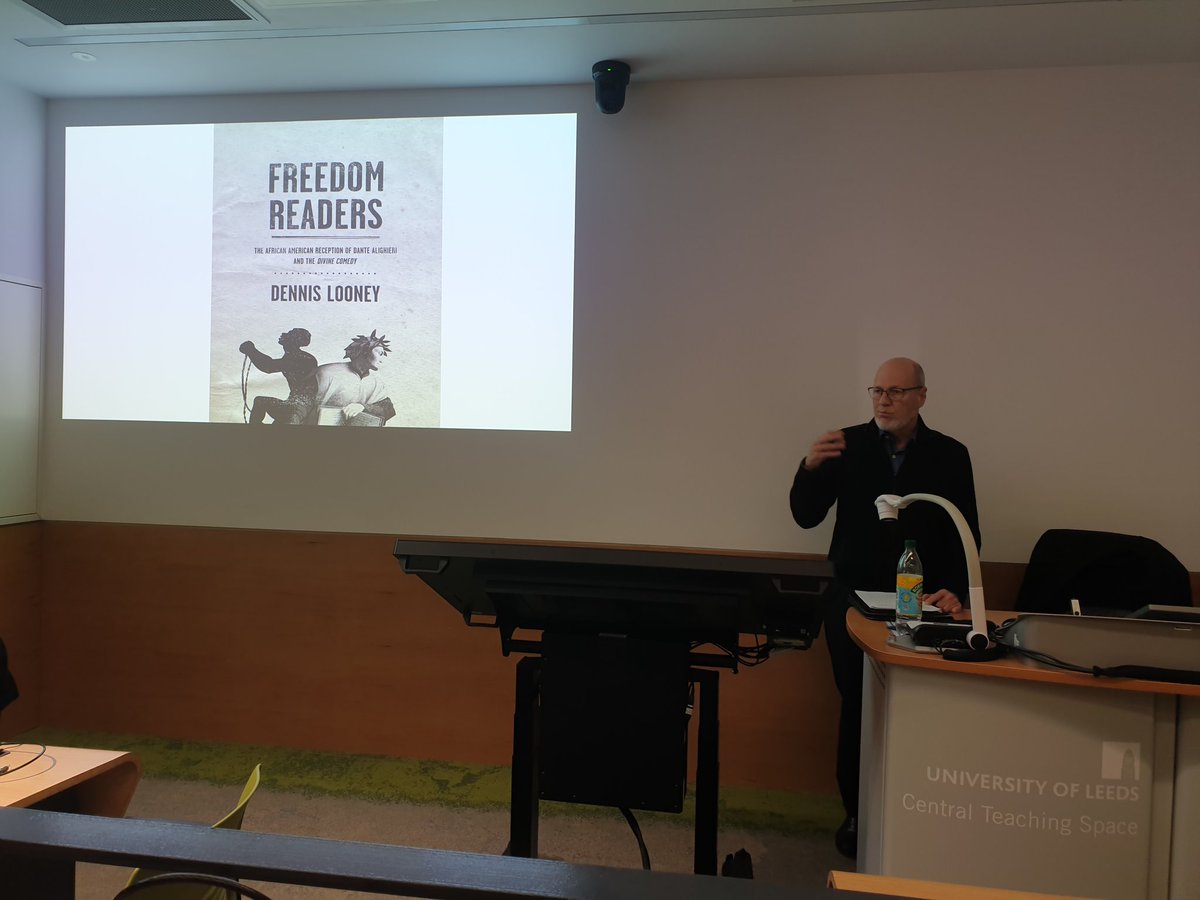 FedeColuzzi's tweet photo. Happy to  be in Leeds for the @LeedsDante Annual Public Lecture and learn about Dennis Looney's new research on #FreedomReaderspartII. https://t.co/laCqmrlvaf