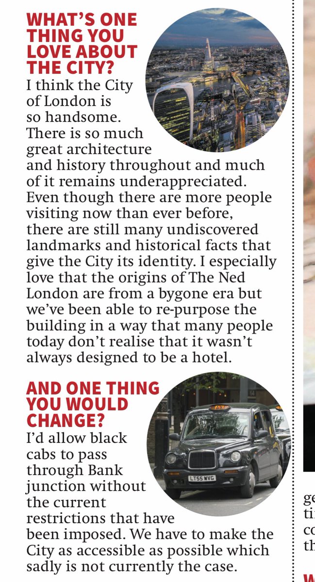 Thank you Gareth Banner, MD <a href="/TheNedLondon/">The Ned London</a> - well said 🙏🏼✔️

We need access for Black Cabs across Bank Junction 24/7/365 to improve availability for

✔️visitors &amp; hospitality - Destination City
✔️accessibility - for mobility challenged
✔️women’s safety - a safe night time