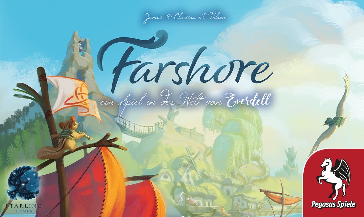 Weit nördlich von EVERDELL, direkt an der Küste der Ewigsee, liegt der Ort FARSHORE – Heimat vieler besonderer Tiere. In dem eigenständigen Spiel FARSHORE – EIN SPIEL IN DER WELT VON EVERDELL ist es eure Aufgabeeure Tiere klug einzusetzen und eure eigene Stadt am Ufer zu erbauen.
