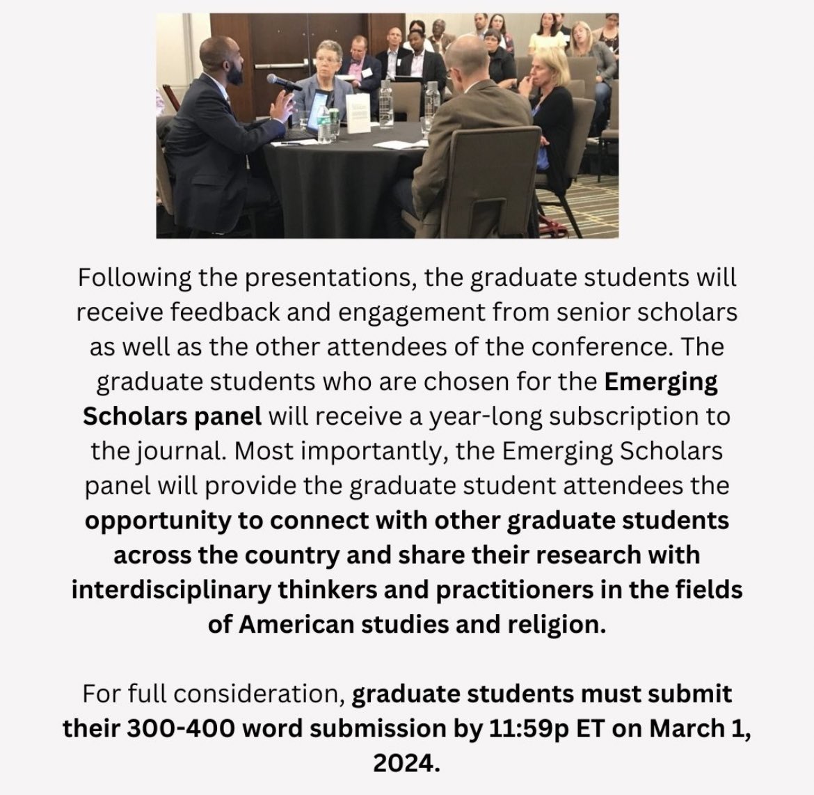 csraac's tweet photo. Check out this post & our website for information on our Biennial Conference and opportunities!
Graduate students- Apply by March 1, 2024 to be considered.
#religionandamericanculture #raac #csraac #biennialconference #graduatestudent #religiousstudies #emergingdscholars https://t.co/808V8FTy0r