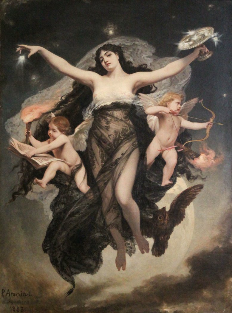 joanpopejoan's tweet photo. The Night with the Geniuses of Study and Love by Pedro  Americo, 1883 https://t.co/KpmOi0fC33