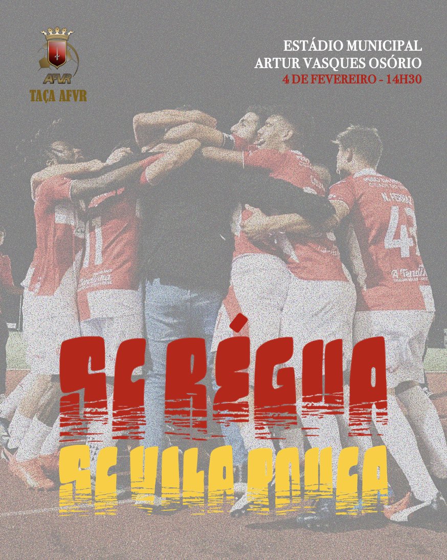 Neste clube, 𝒏𝒊𝒏𝒈𝒖𝒆́𝒎 𝒅𝒆𝒔𝒂𝒓𝒎𝒂 🫵

🏆 Taça AFVR - Quartos de Final  
🆚 SC Vila Pouca de Aguiar 
📍Estádio Municipal Artur Vasques Osório 
⌚️14H30

#SCRSCVP #TaçaAFVR #SCRégua #MaiorDoDouro #PeloRéguaTudo 🔴⚪️