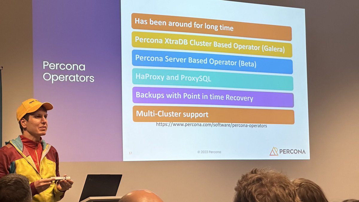 stoker's tweet image. #mysqlbelgiandays2024 ⁦@PeterZaitsev⁩ @percona operator for @mysql