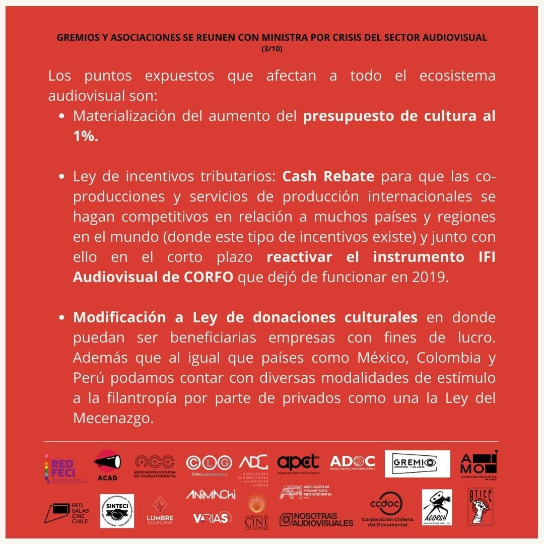 Acorch's tweet photo. El diagnóstico y las demandas fueron entregadas el lunes 29 de enero de 2024 a la Ministra de las Culturas, Las Artes y el Patrimonio, Carolina Arredondo, y también a su equipo d asesores, Subsecretaria de las Culturas y las Artes; Noela Salas, y Secretaria Ejecutiva; Camila Caro https://t.co/TZU4Q3U2xj