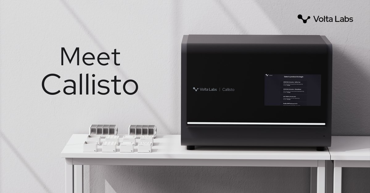 voltalabsinc's tweet photo. It's official - The Callisto™ Sample Prep System is now commercially available!

This is the solution the genomics industry has been waiting for. We're proud to introduce you to Callisto.

Read the full release: https://t.co/skK5ERlHSe https://t.co/EkdR68twqW