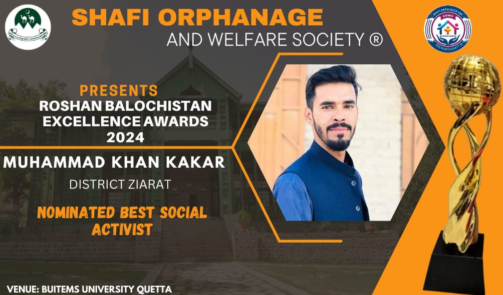 AminaShafi5's tweet photo. #Shafi_Orphanage_And_Welfare_Society_®

Presents

#Roshan_Balochistan_Excellence_Awards_2024

Mr. Muhammad Khan Kakar, a young social activist from District Ziarat Balochistan. And  we thank you for his contribution to the Shafi Orphanage and Welfare Society.

The date will be https://t.co/UHhWxfNopR