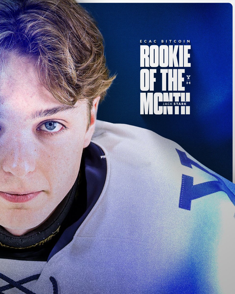 YaleMHockey's tweet photo. Stark Named ECAC Hockey Rookie of the Month

🔗 https://t.co/FrDYgojvvE | #ThisIsYale https://t.co/phHSAb64qP
