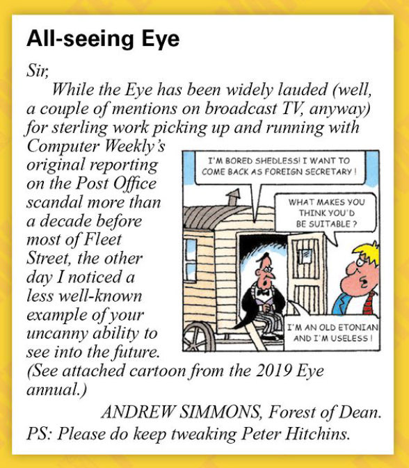 I’m indebted to ⁦@PrivateEyeNews⁩ reader Andrew Simmons for pointing out my uncanny prediction from 2? Years ago! #Snooty #Cameron #ForeignSecretary