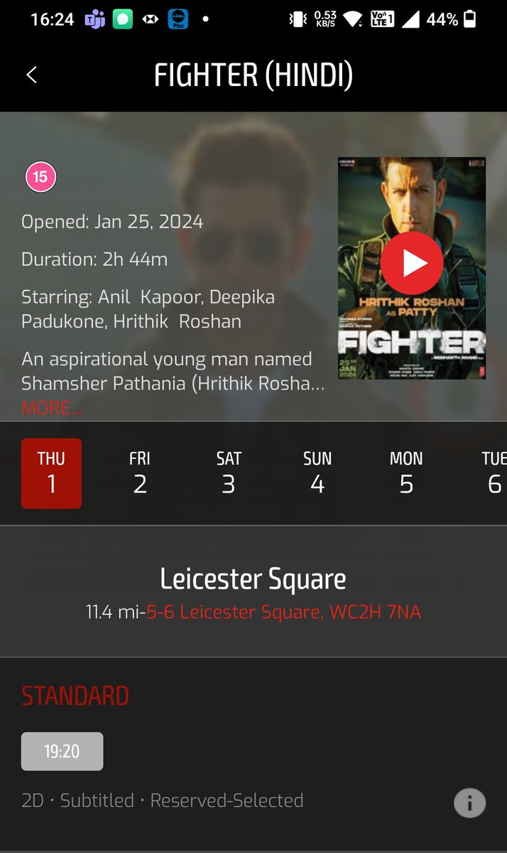 #Fighter 7:20 pm show (3 hrs to go 🕛⏰) SOLD OUT 💪💪🔥🔥🔥🔥🔥🔥🔥🔥🔥🔥 #LeicesterSquare UK LONDON #CineWorld 🚀🚀✈️✈️💥💥 @justSidAnand #HrithikRoshan @HrithikRules