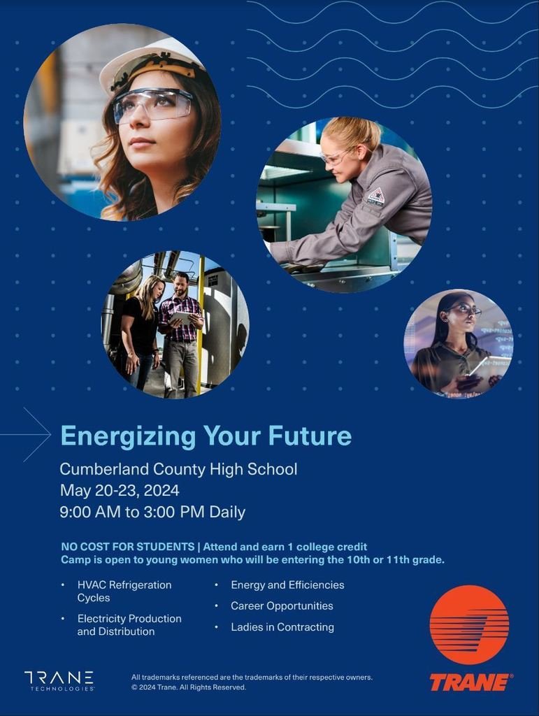 Representatives from TRANE will be on campus on February 14, during lunches, to answer any questions young ladies may have about TRANE camp this summer.