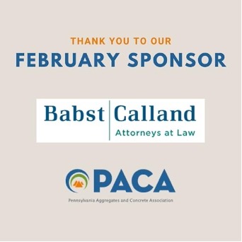 PaAggConAssn's tweet photo. Babst Calland is the feature sponsor for the month of February. Thank you for supporting PACA! #BuildingMomentum #BuildingandConnectingCommunities #CrushedStone #Cement #Concrete #Sand #Gravel https://t.co/pMcYyCVI7w