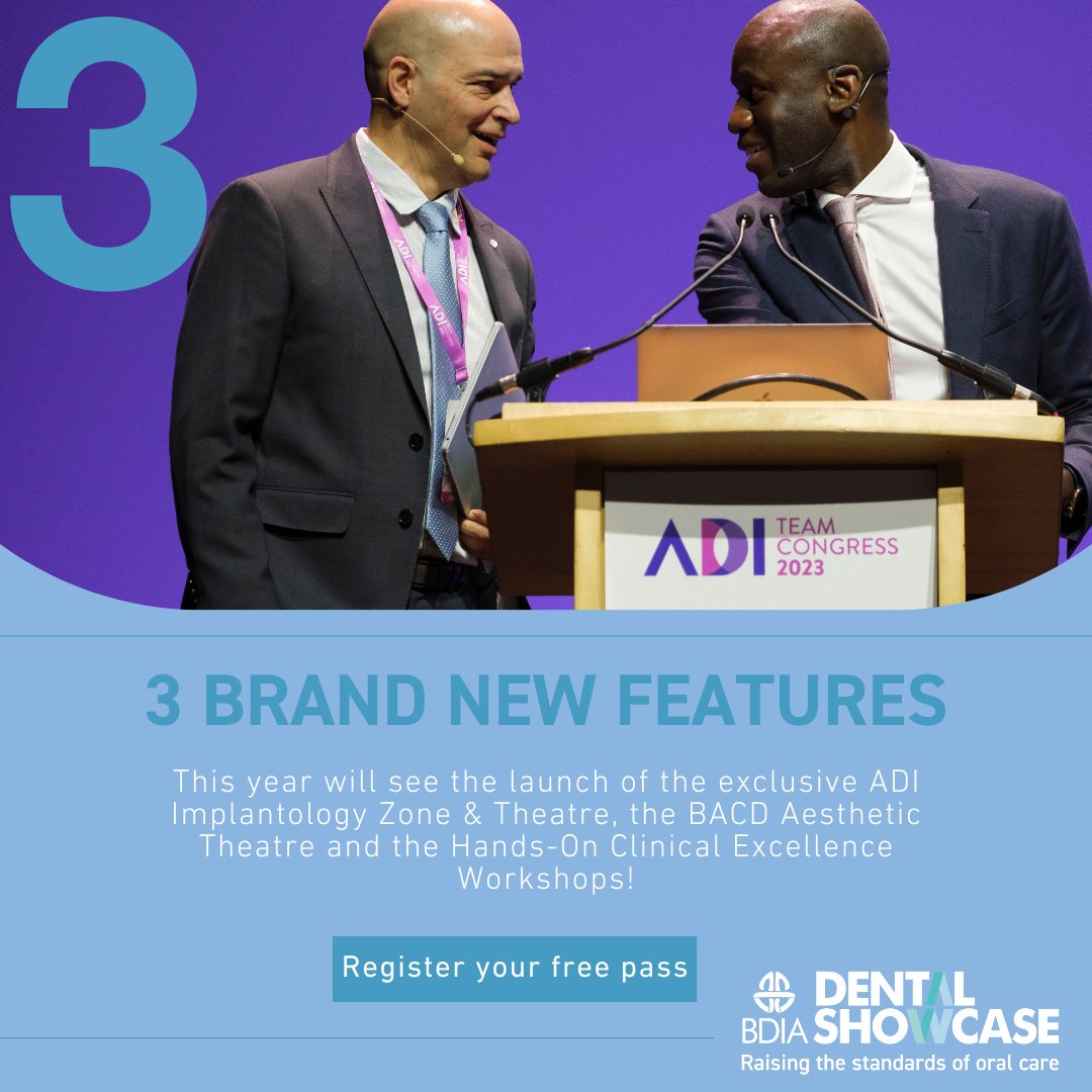 An ever-evolving event, this year we're introducing 3 brand new features with the help of <a href="/ADI_dental/">ADI</a>, @theBACD and the brightest minds and leading clinicians from the dental community. 

Register your FREE pass today! dental-showcase-2024.reg.buzz/social