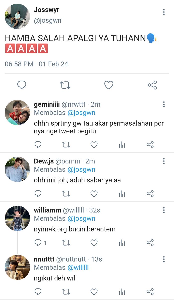 "org yg ga pernah dngrin PACARNYA pasti kualat kan?" 

- Joss gawin local au -

Ceritanya tentang gawin yang udh cape banget bilangin pacarnya si Joss, tpi gapernah mau nurut sama dia, dan alhasil dia ngambek, Joss nya panik.

#JossGawin au local
by: <a href="/zxbby3/">⁠❥⁠ keiisha.</a>