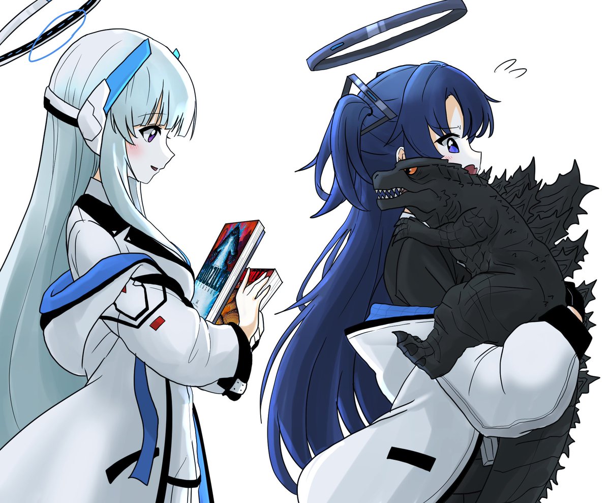 生塩ノア(ブルアカ) ,早瀬ユウカ(ブルアカ) 「ペロロジラ?回収 」|威ぶきのイラスト
