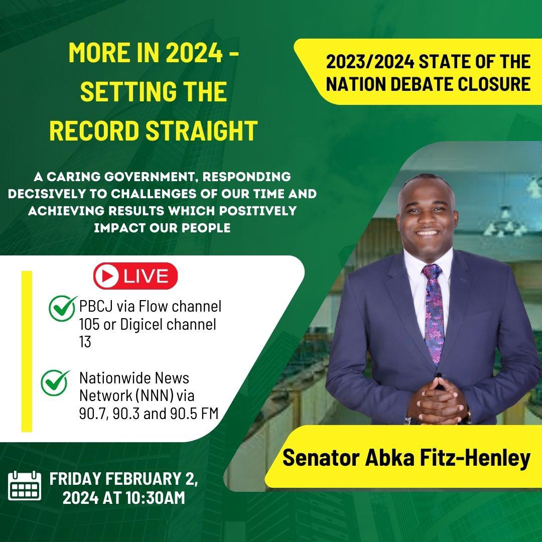 AbkaFitzHenley's tweet photo. The State of the Nation Debate in the Upper House of Parliament comes to close tomorrow.

Tune in if you can 🙏🇯🇲 https://t.co/c0pPMaEnHj